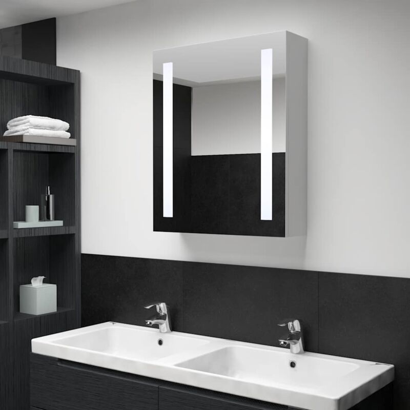 foto del prodotto armadietto bagno con specchio e led 50x13x70 cm vidaxl