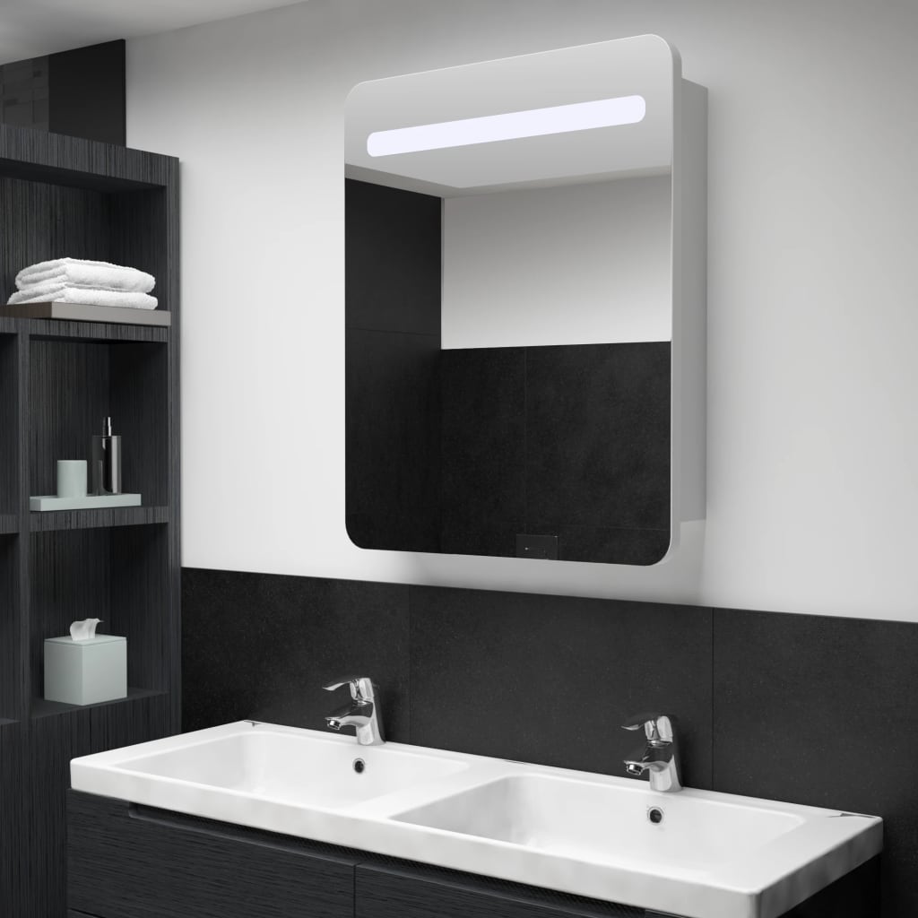 foto del prodotto armadietto bagno con specchio e led 60x11x80 cm cod mxl 77754