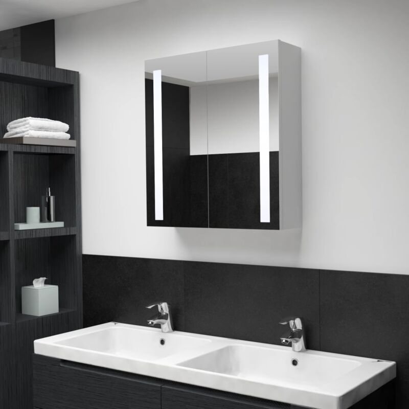 foto del prodotto armadietto bagno con specchio e led 60x14x62 cm vidaxl