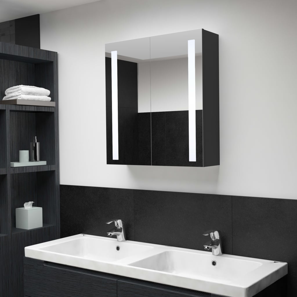 foto del prodotto armadietto bagno con specchio e led 62x14x60 cm cod mxl 66681