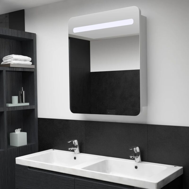 foto del prodotto armadietto bagno con specchio e led 68x9x80 cm vidaxl