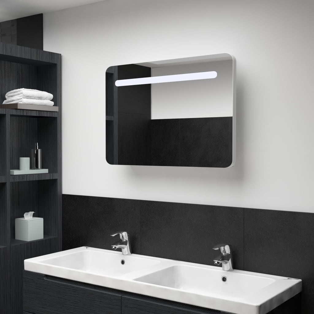 foto del prodotto armadietto bagno con specchio e led 80x9,5x55 cm cod mxl 73673