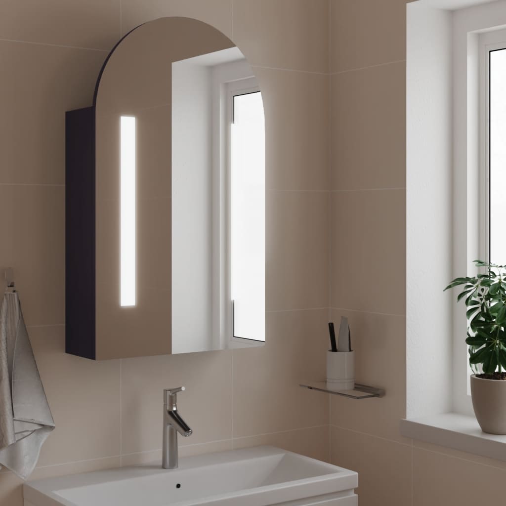 foto del prodotto armadietto bagno con specchio e led ad arco grigio 42x13x70 cm vidaxl