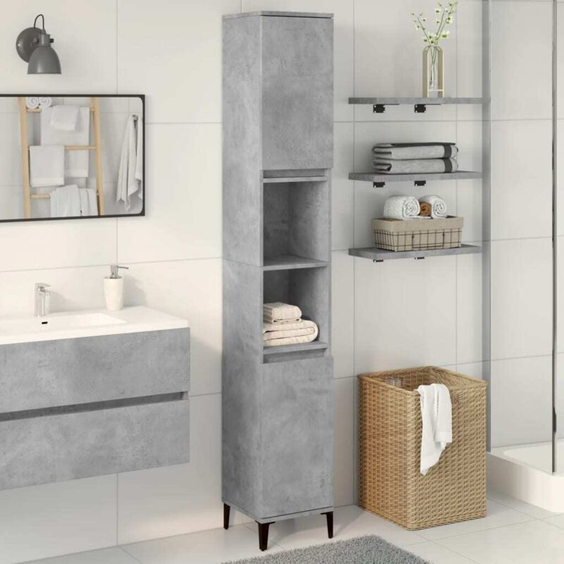 foto del prodotto armadietto bagno grigio cemento 30x30x190 cm legno multistrato vidaxl