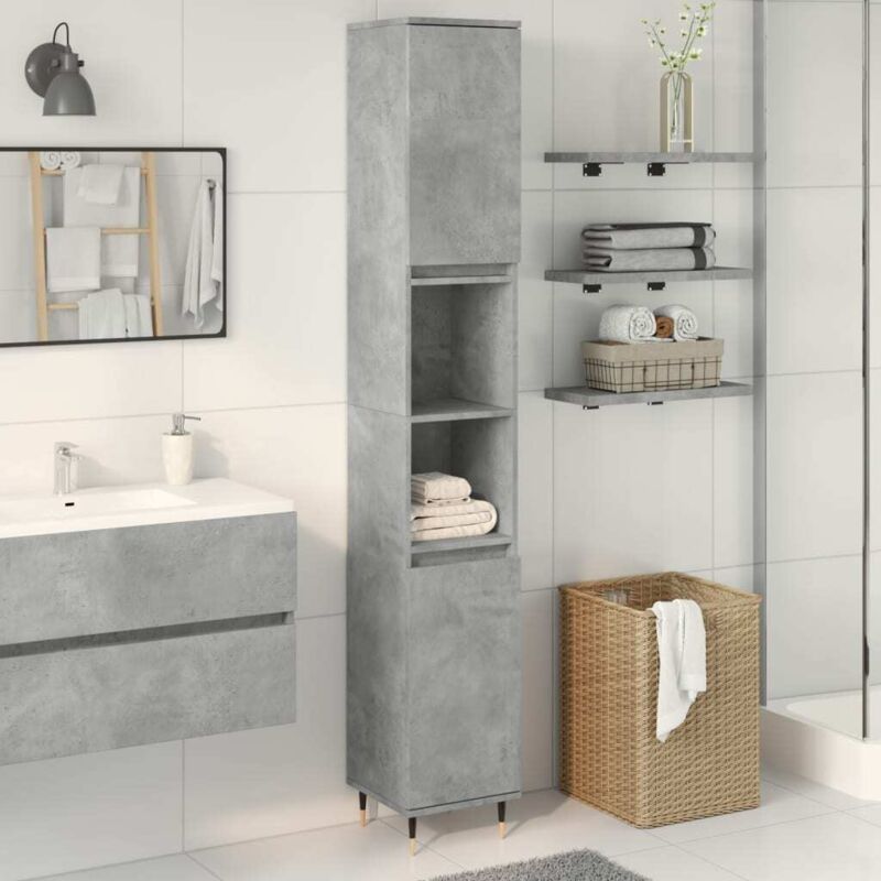 foto del prodotto armadietto bagno grigio cemento 30x30x190 cm legno multistrato vidaxl