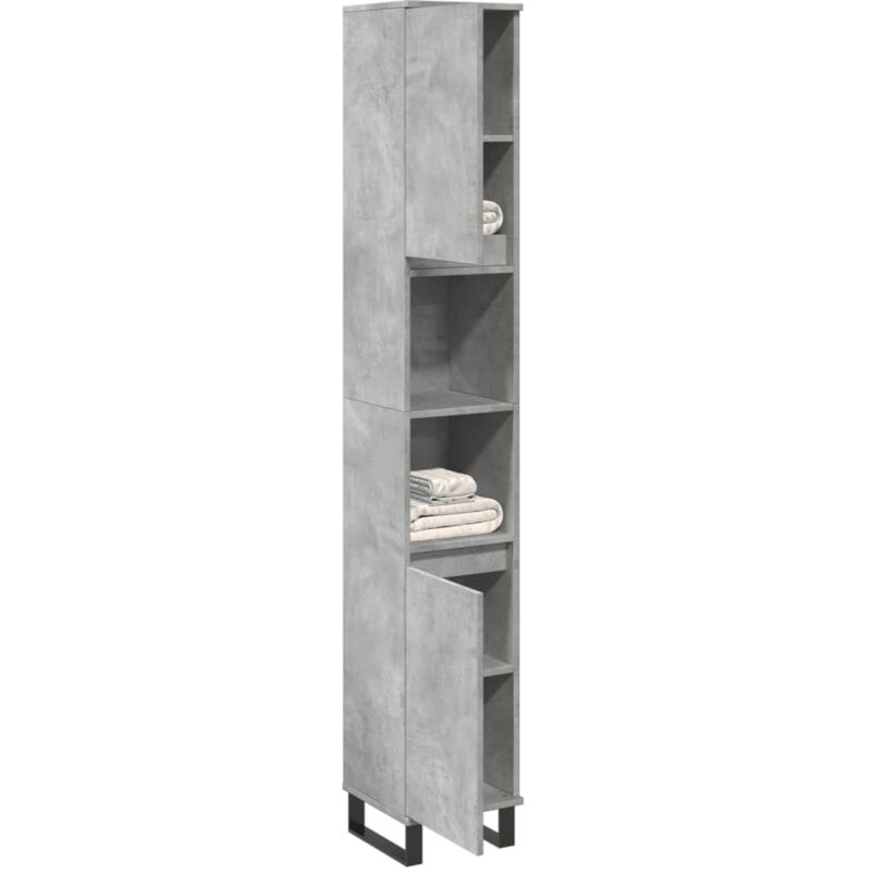 foto del prodotto armadietto bagno grigio cemento 30x30x190 cm legno multistrato vidaxl