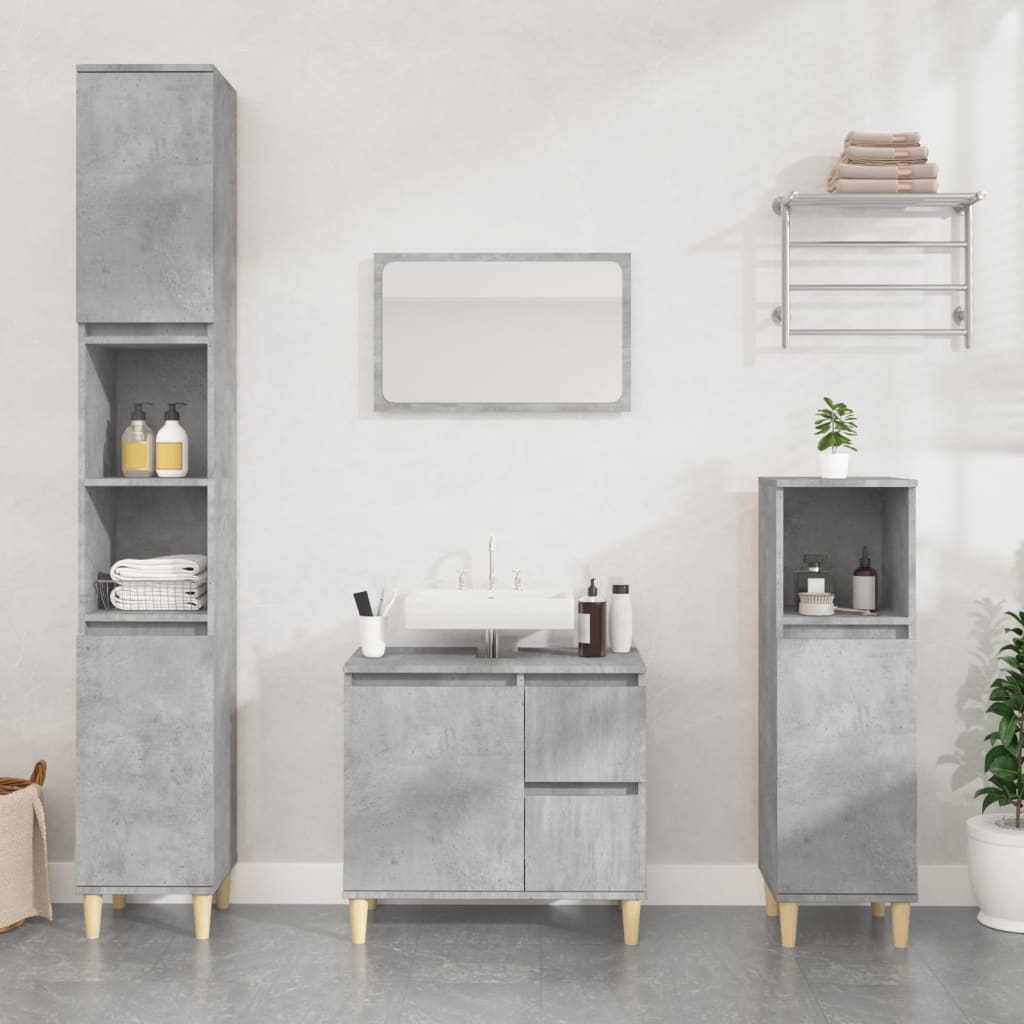 foto del prodotto armadietto bagno grigio cemento 30x30x190 cm legno multistratocod mxl 126256
