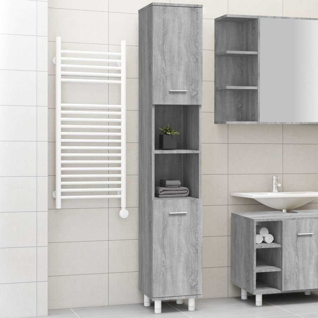 foto del prodotto armadietto bagno grigio sonoma 30x30x179cm in legno multistrato cod mxl 23634