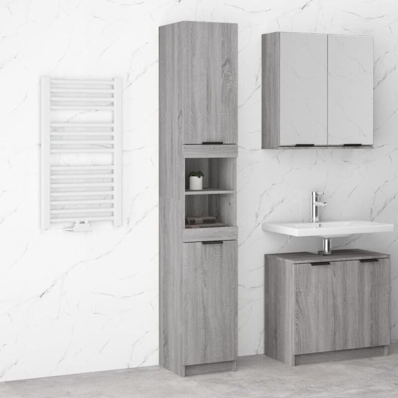 foto del prodotto armadietto bagno grigio sonoma 32x34x188,5 cm legno multistrato - vidaxl