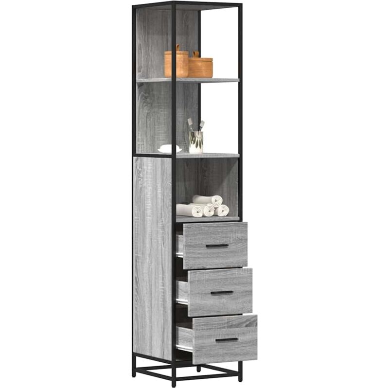 foto del prodotto armadietto bagno grigio sonoma 35x37,5x166 cm legno multistrato vidaxl