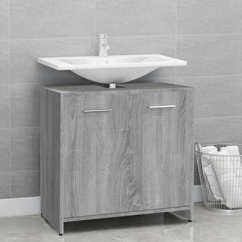 foto del prodotto armadietto bagno grigio sonoma 60x33x60 cm in legno multistrato vidaxl