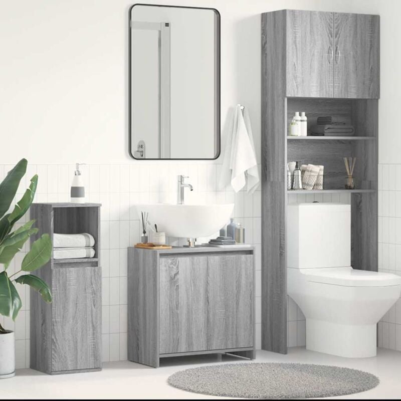 foto del prodotto armadietto bagno grigio sonoma 60x33x61 cm in legno multistrato vidaxl