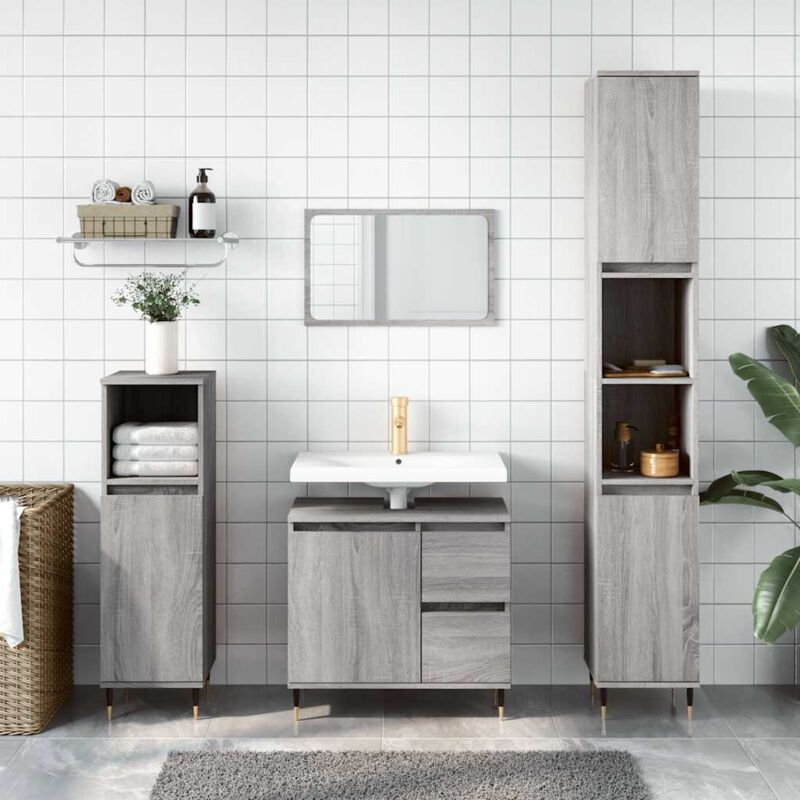 foto del prodotto armadietto bagno grigio sonoma 65x33x60 cm in legno multistrato vidaxl