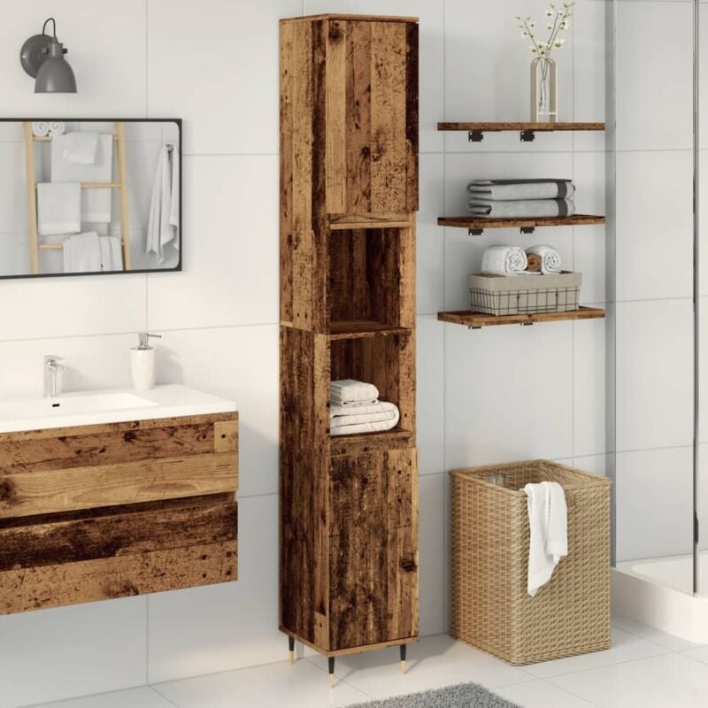 foto del prodotto armadietto bagno legno antico 30x30x190 cm in legno multistrato vidaxl