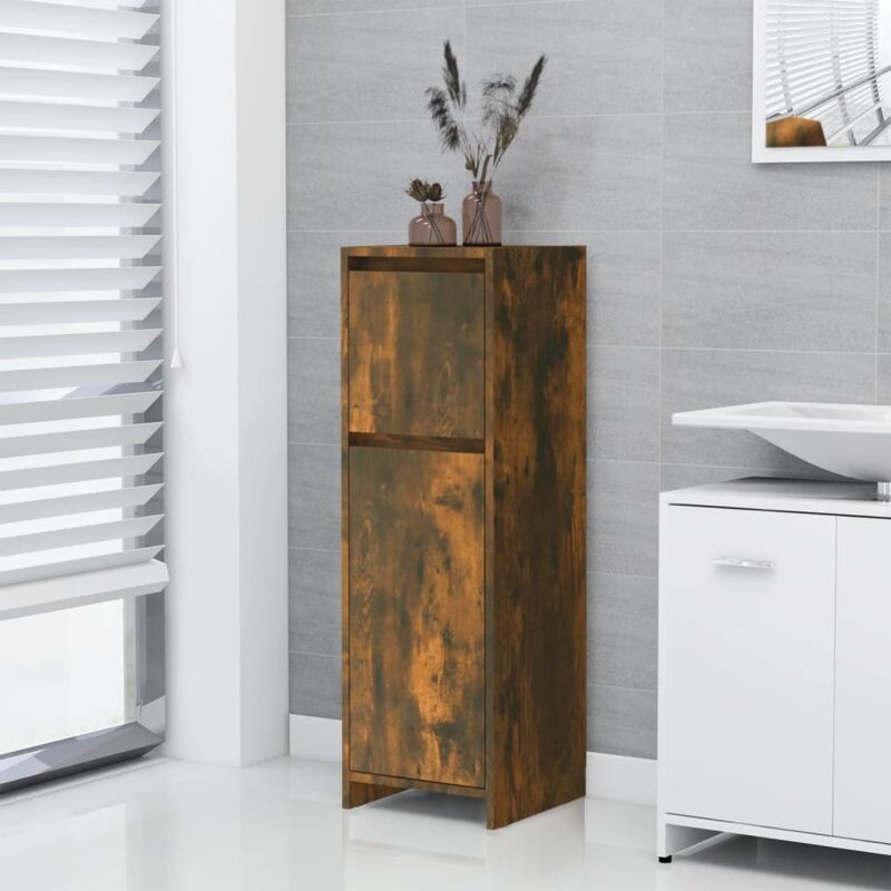 foto del prodotto armadietto bagno rovere fumo 30x30x95 cm in legno multistrato vidaxl