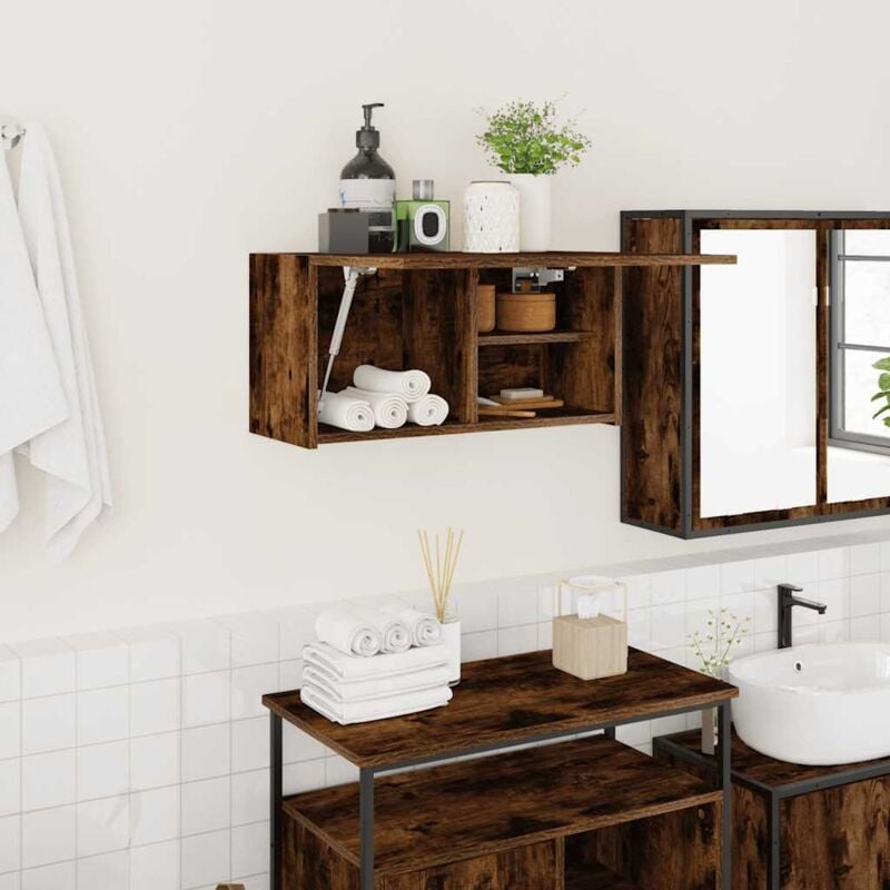 foto del prodotto armadietto bagno rovere fumo 60x25x30 cm in legno multistrato vidaxl