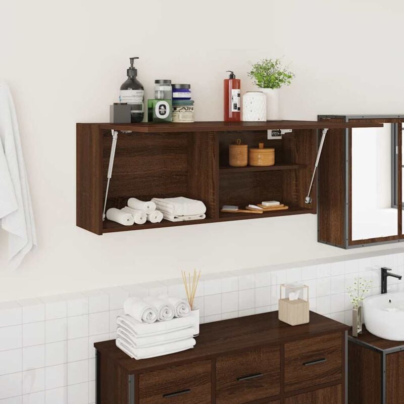 foto del prodotto armadietto bagno rovere marrone 100x25x40 cm in truciolato vidaxl