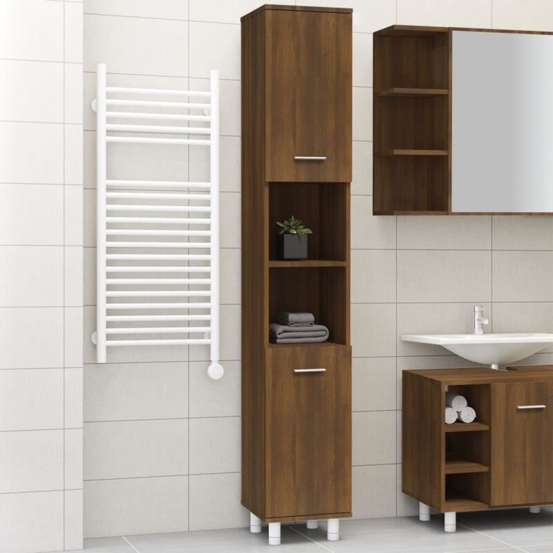 foto del prodotto armadietto bagno rovere marrone 30x30x179 cm legno multistrato vidaxl