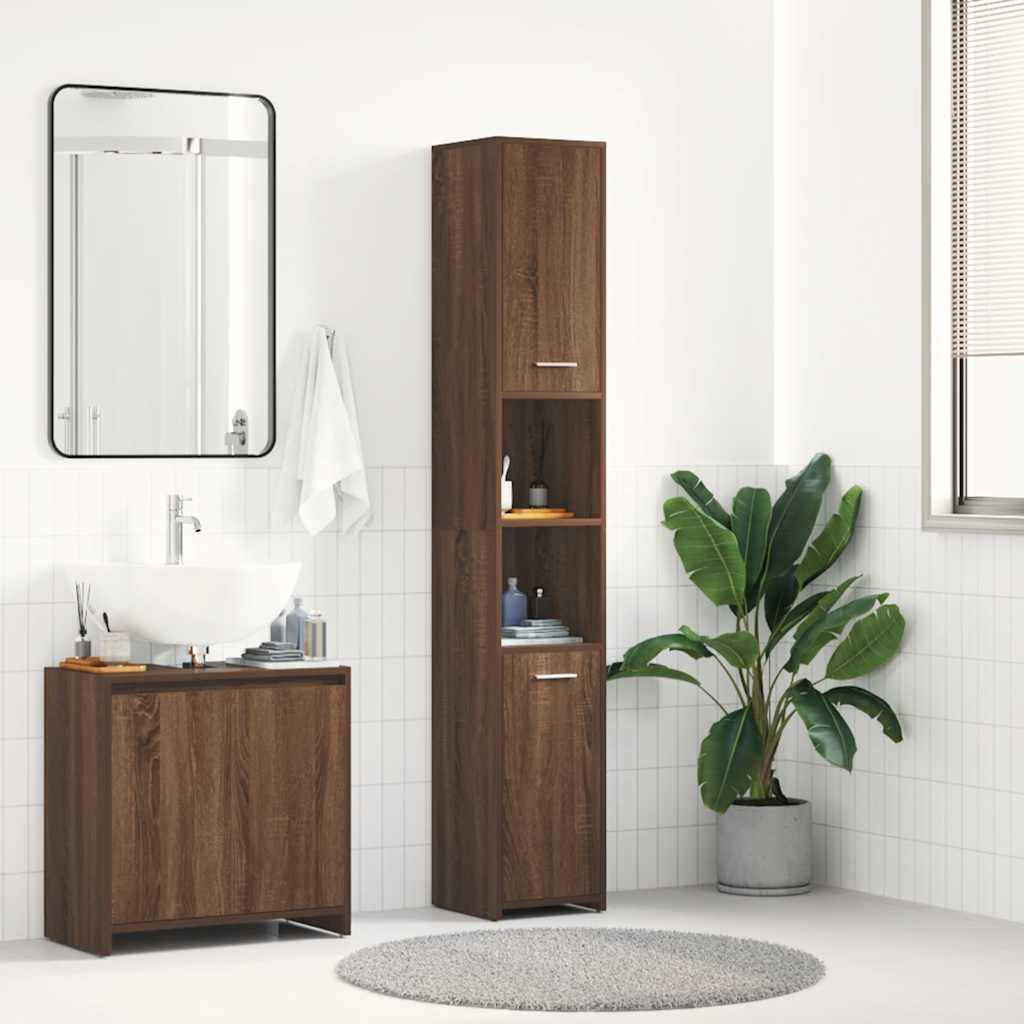 foto del prodotto armadietto bagno rovere marrone 30x30x183,5cm legno multistrato cod mxl 22922