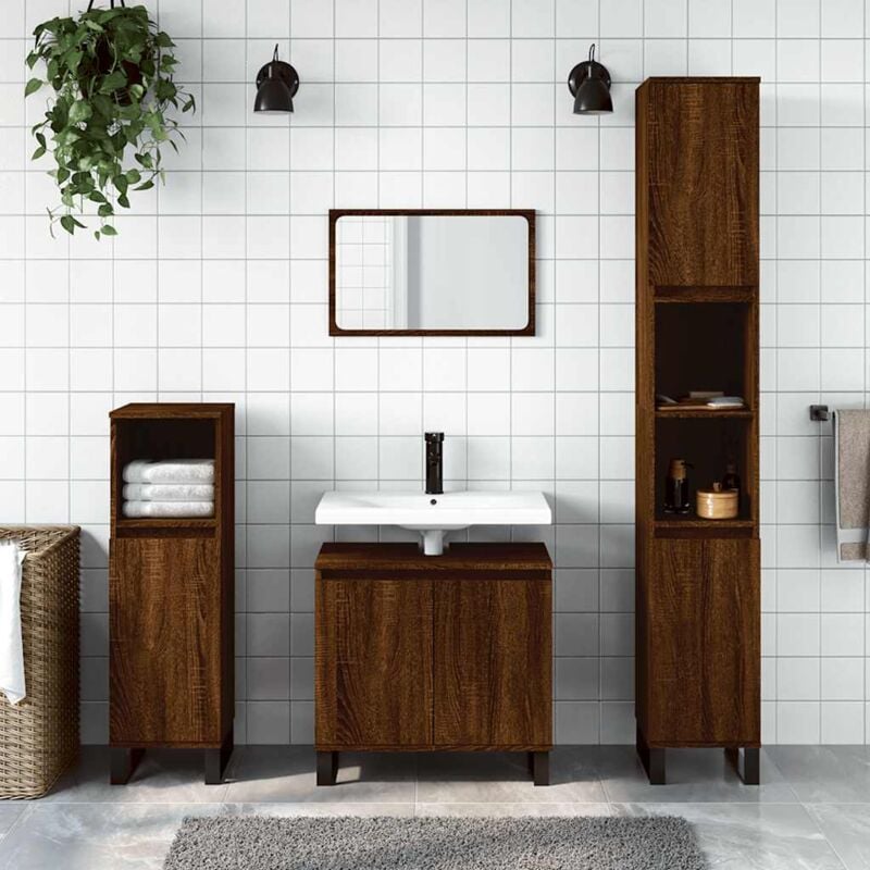 foto del prodotto armadietto bagno rovere marrone 58x33x60cm in legno multistrato vidaxl