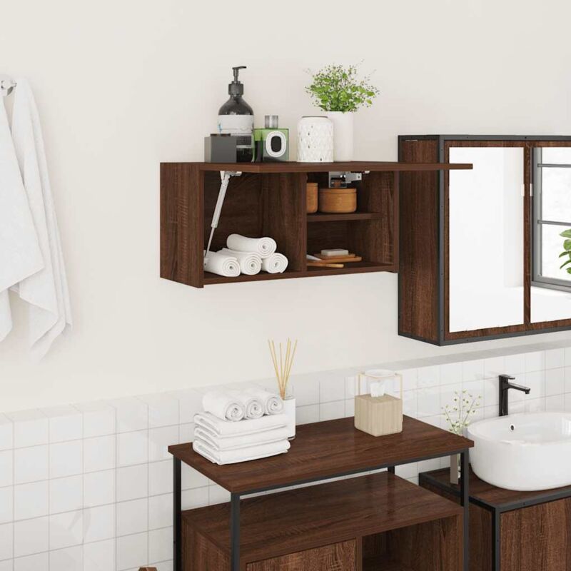 foto del prodotto armadietto bagno rovere marrone 60x25x30cm in legno multistrato vidaxl
