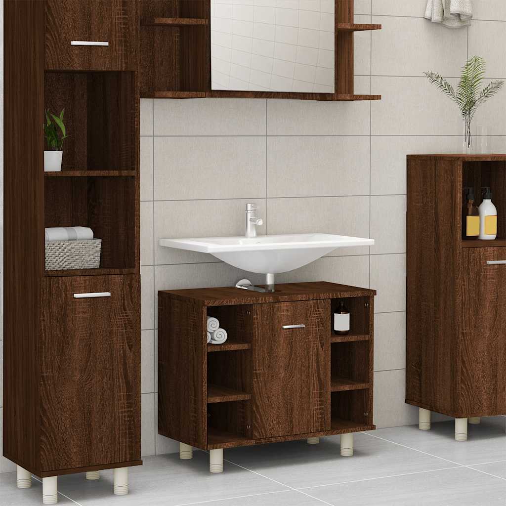 foto del prodotto armadietto bagno rovere marrone 60x32x53,5 cm legno multistrato