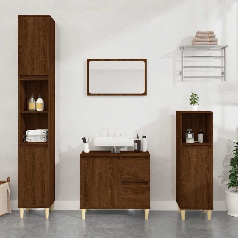 foto del prodotto armadietto bagno rovere marrone 65x33x60cm in legno multistrato vidaxl