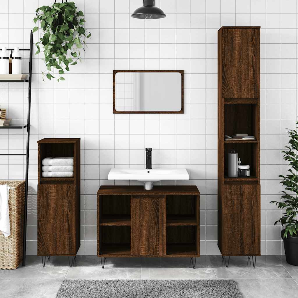 foto del prodotto armadietto bagno rovere marrone 80x33x60cm in legno multistratocod mxl 82095