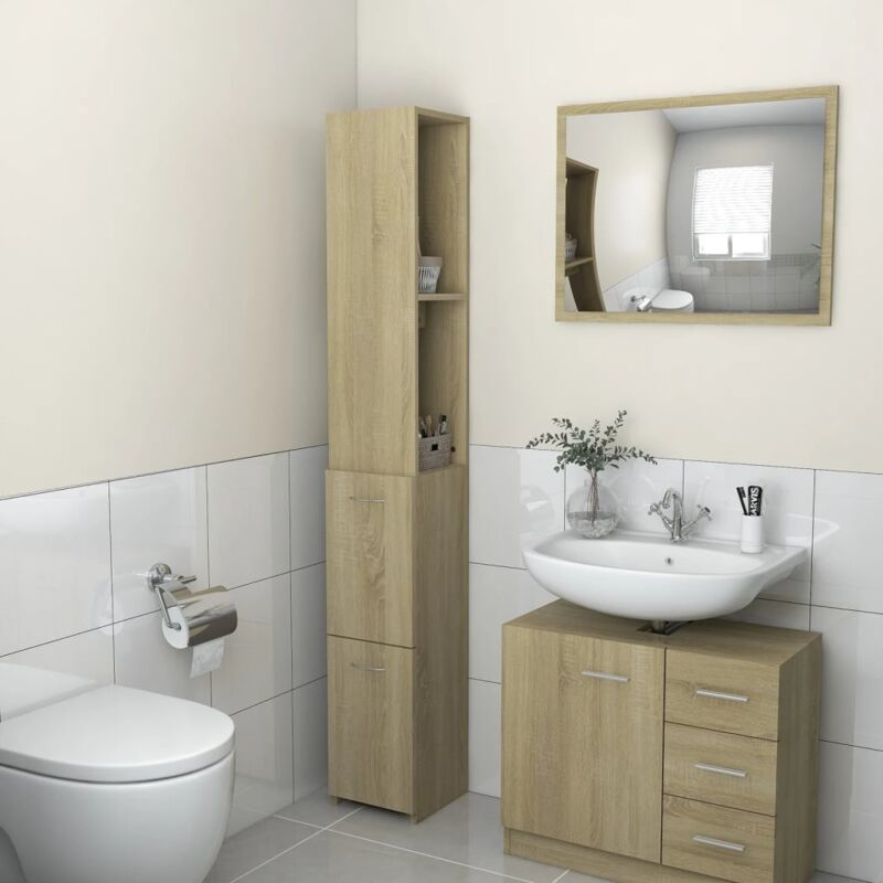 foto del prodotto armadietto bagno rovere sonoma 25x26,5x170 cm legno multistrato vidaxl