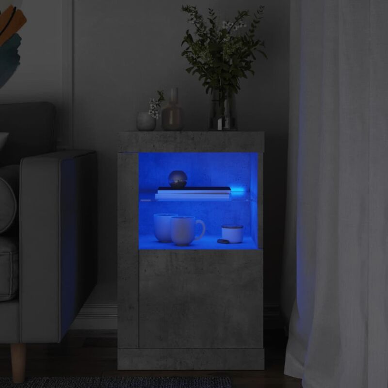 foto del prodotto armadietto con luci led grigio cemento in legno multistrato vidaxl