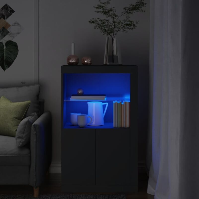 foto del prodotto armadietto con luci led nero in legno multistrato vidaxl