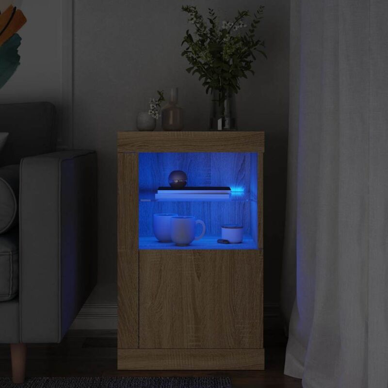 foto del prodotto armadietto con luci led rovere sonoma in legno multistrato vidaxl