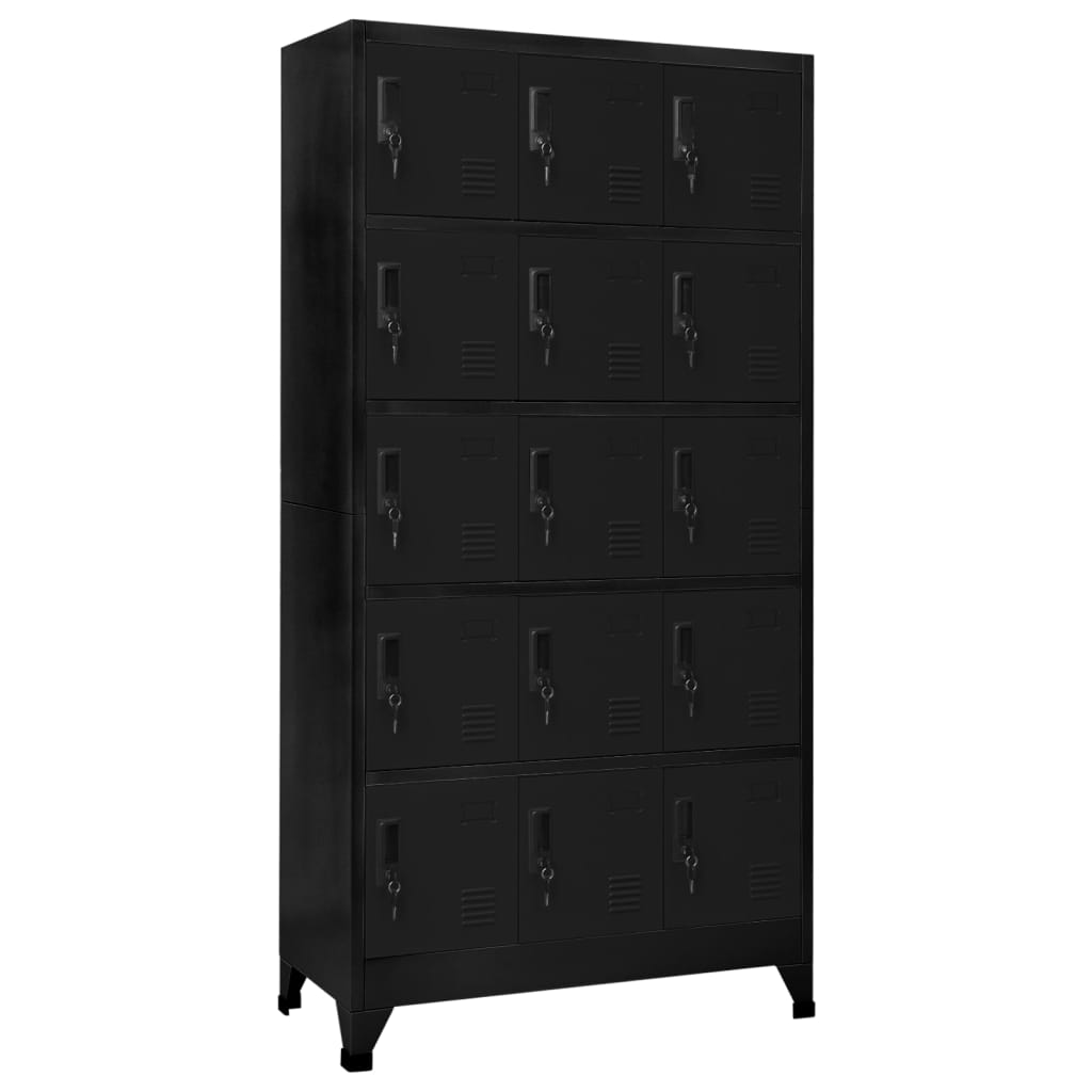 foto del prodotto armadietto con serratura nero 90x40x180 cm in acciaio cod mxl 51457