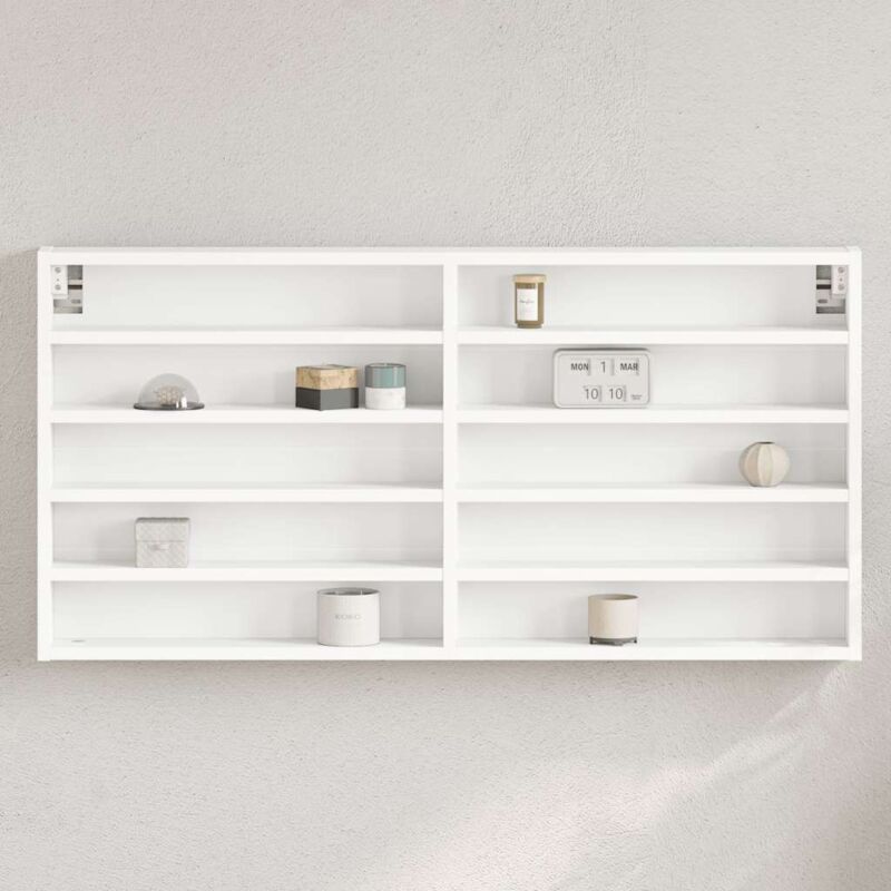 foto del prodotto armadietto con vetrina bianco 100x8,5x50 cm legno multistrato vidaxl