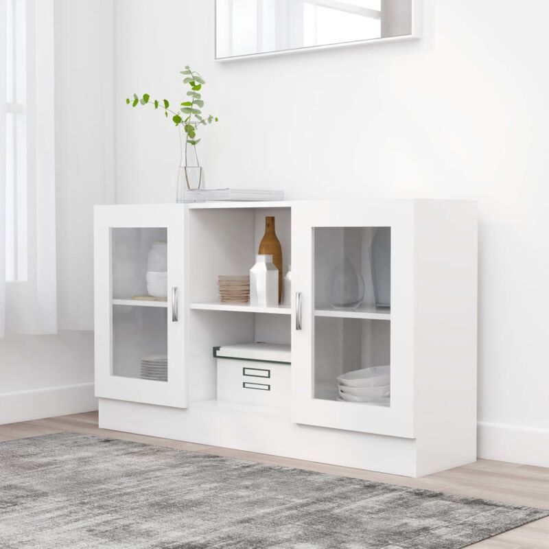 foto del prodotto armadietto con vetrina bianco 120x30,5x70 cm legno multistrato vidaxl