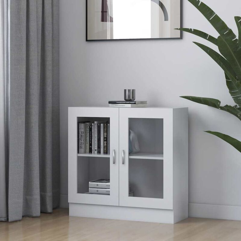 foto del prodotto armadietto con vetrina bianco 82,5x30,5x80 cm legno multistrato vidaxl