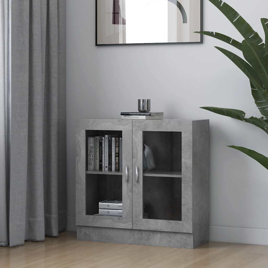 foto del prodotto armadietto con vetrina grigio cemento 82,5x30,5x80cm truciolato cod mxl 15389