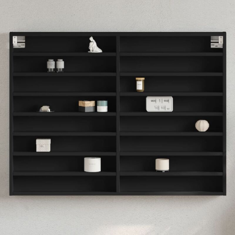 foto del prodotto armadietto con vetrina nero 100x8,5x75 cm legno multistrato vidaxl