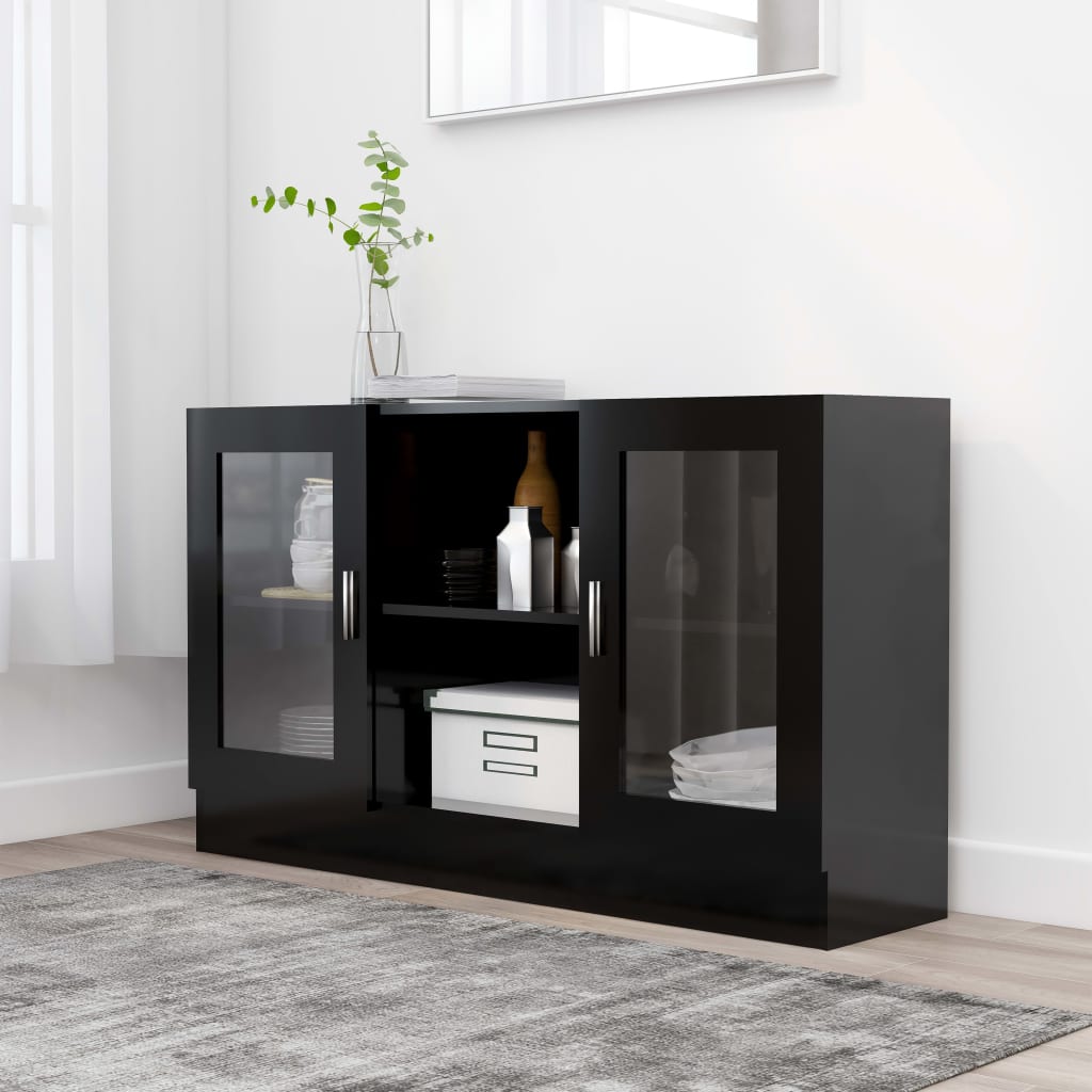 foto del prodotto armadietto con vetrina nero 120x30,5x70 cm legno multistrato vidaxl