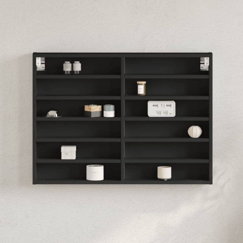 foto del prodotto armadietto con vetrina nero 80x8,5x58 cm in legno multistrato vidaxl
