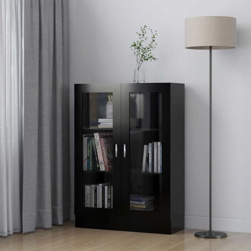 foto del prodotto armadietto con vetrina nero 82,5x30,5x115 cm legno multistrato vidaxl