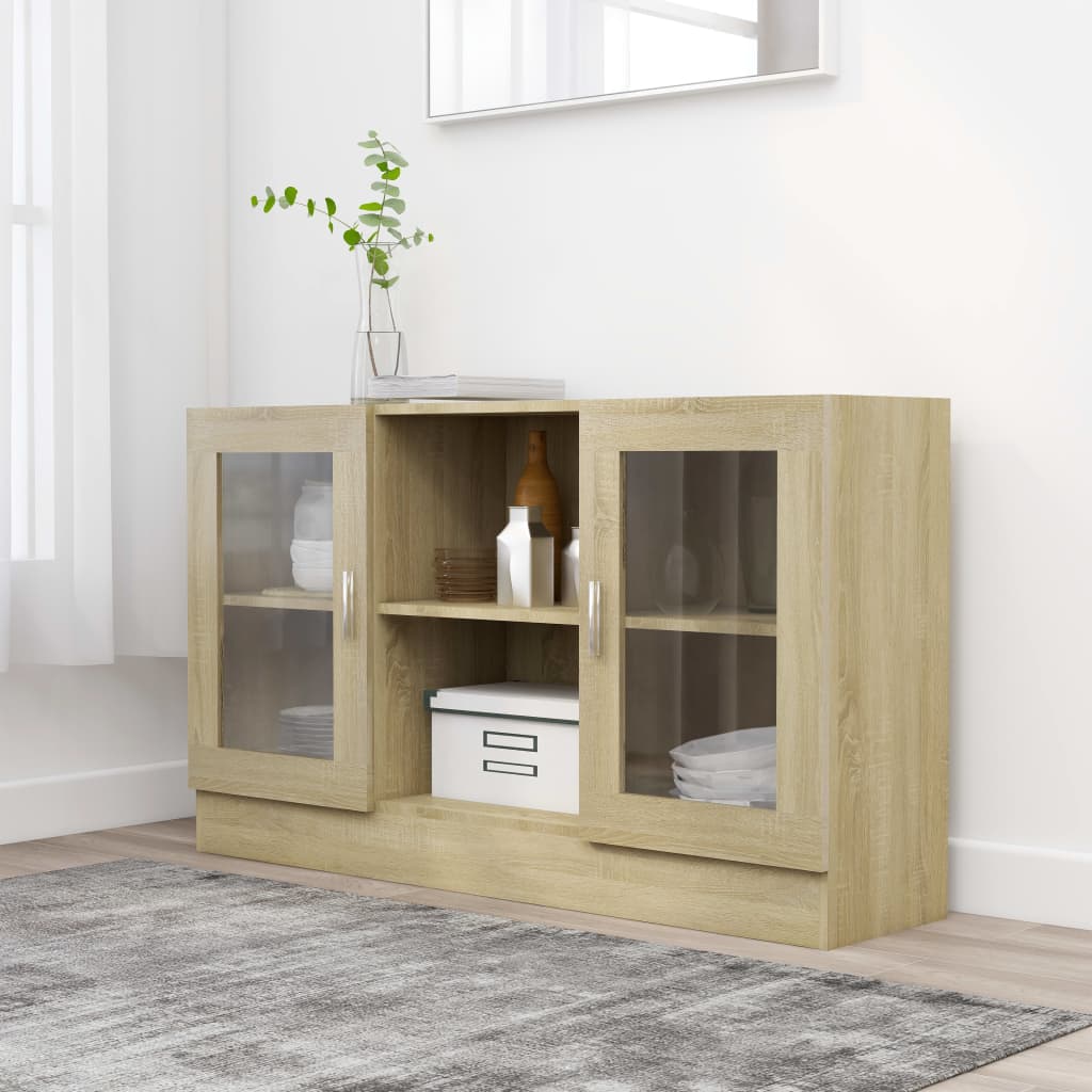 foto del prodotto armadietto con vetrina rovere sonoma 120x30,5x70 cm truciolato cod mxl 63214
