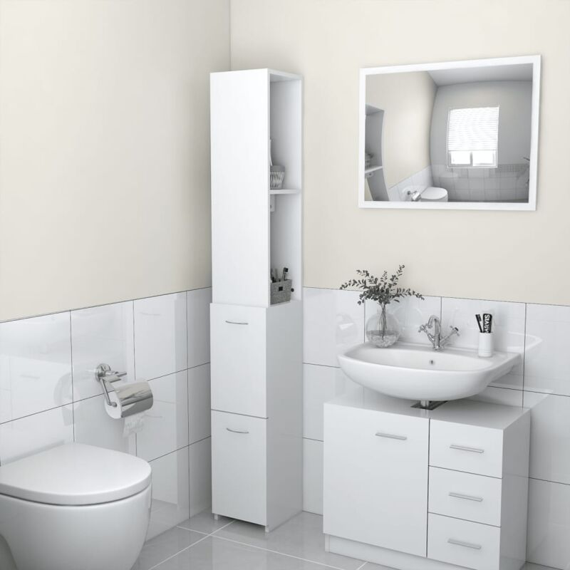foto del prodotto armadietto da bagno bianco 25x26,5x170 cm in legno multistrato vidaxl