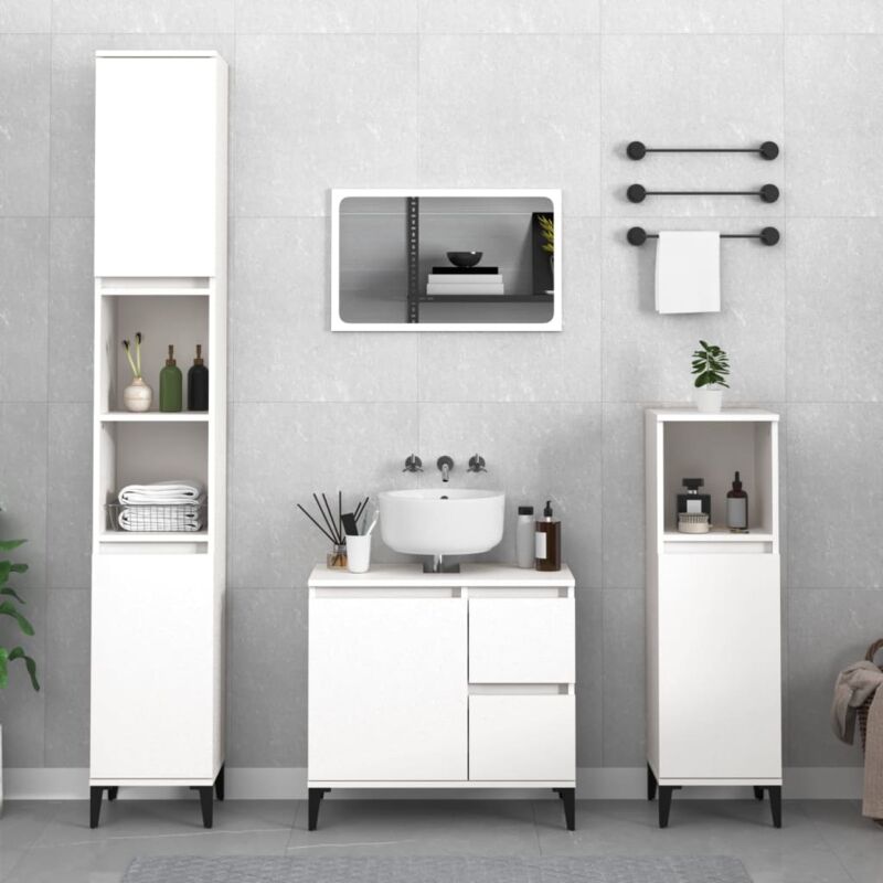 foto del prodotto armadietto da bagno bianco 30x30x100 cm in legno multistrato vidaxl