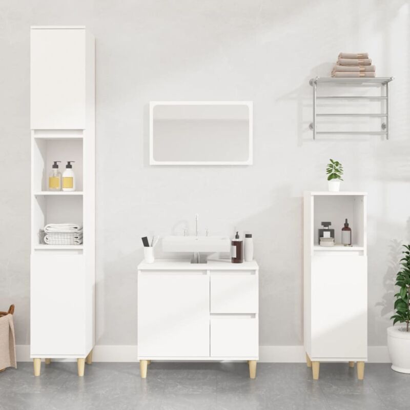 foto del prodotto armadietto da bagno bianco 30x30x190 cm in legno multistratocod mxl 105646