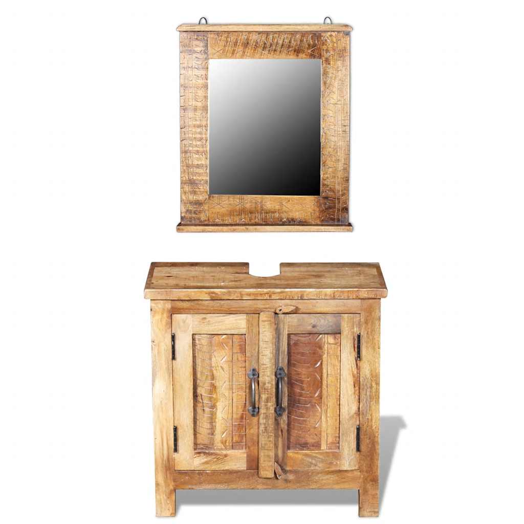 foto del prodotto armadietto da bagno con specchio in legno massello di mango cod mxl 5555