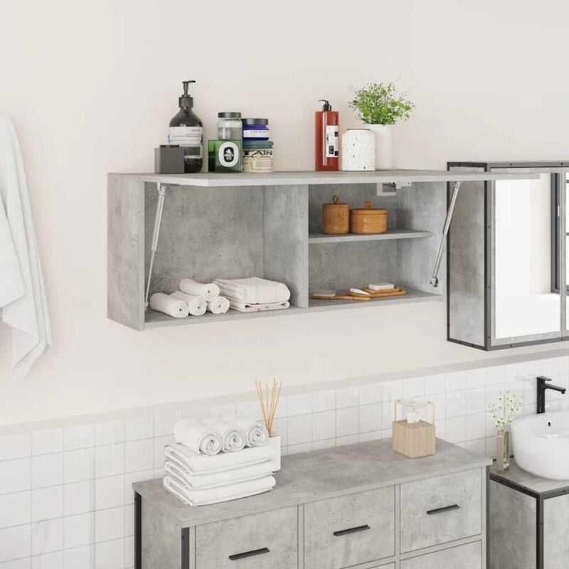 foto del prodotto armadietto da bagno grigio cemento 100x25x40 cm in truciolato vidaxl