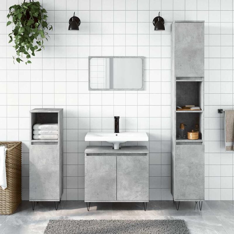 foto del prodotto armadietto da bagno grigio cemento 58x33x60cm legno multistrato vidaxl