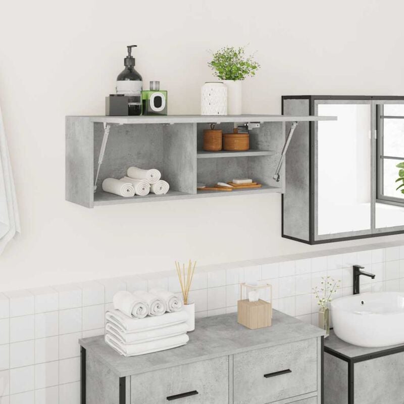foto del prodotto armadietto da bagno grigio cemento 80x25x30 cm in truciolato vidaxl