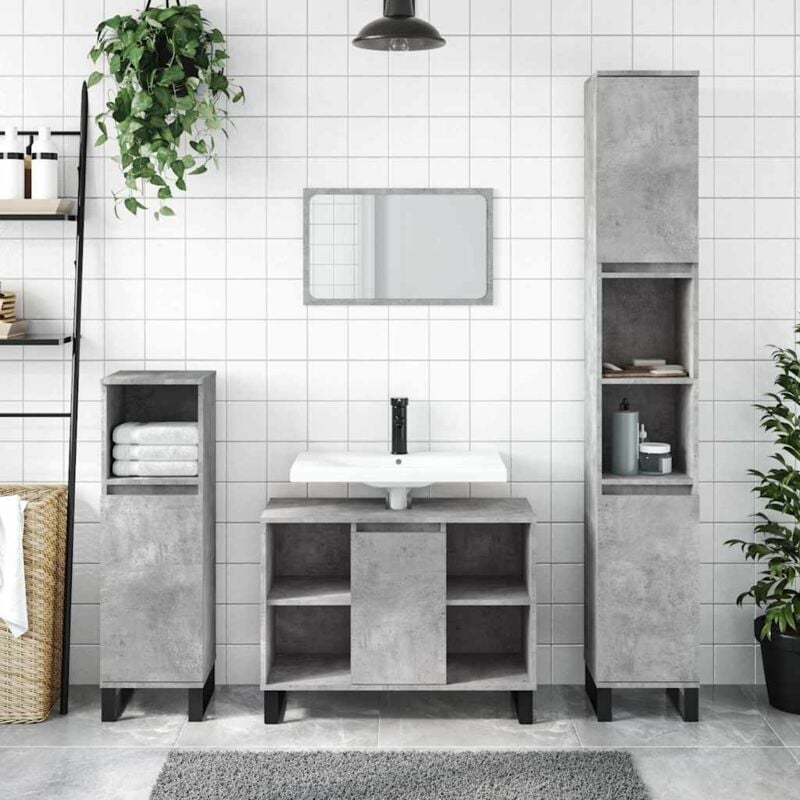 foto del prodotto armadietto da bagno grigio cemento 80x33x60cm legno multistrato vidaxl